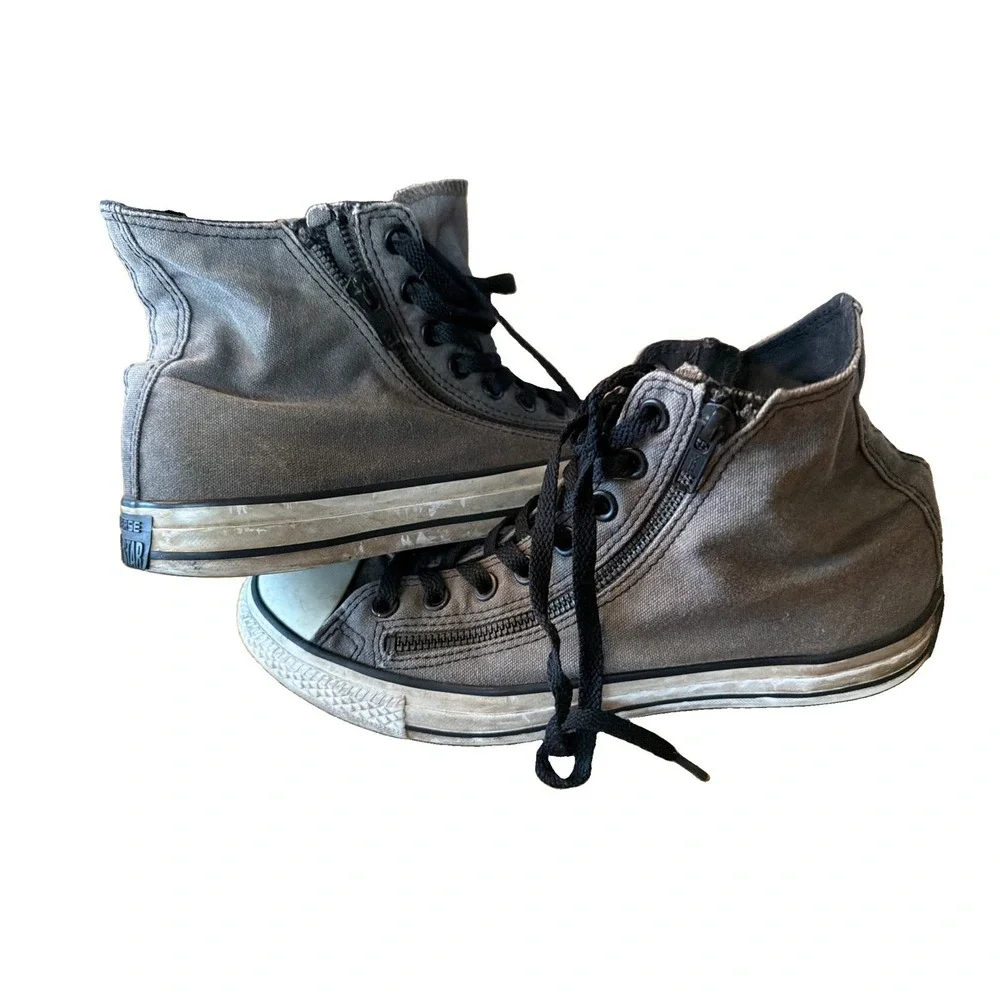 VTG, Converse,M 7.5 W 9.5,Grey,Chuck Taylor Double Zip High Top Sneakers,